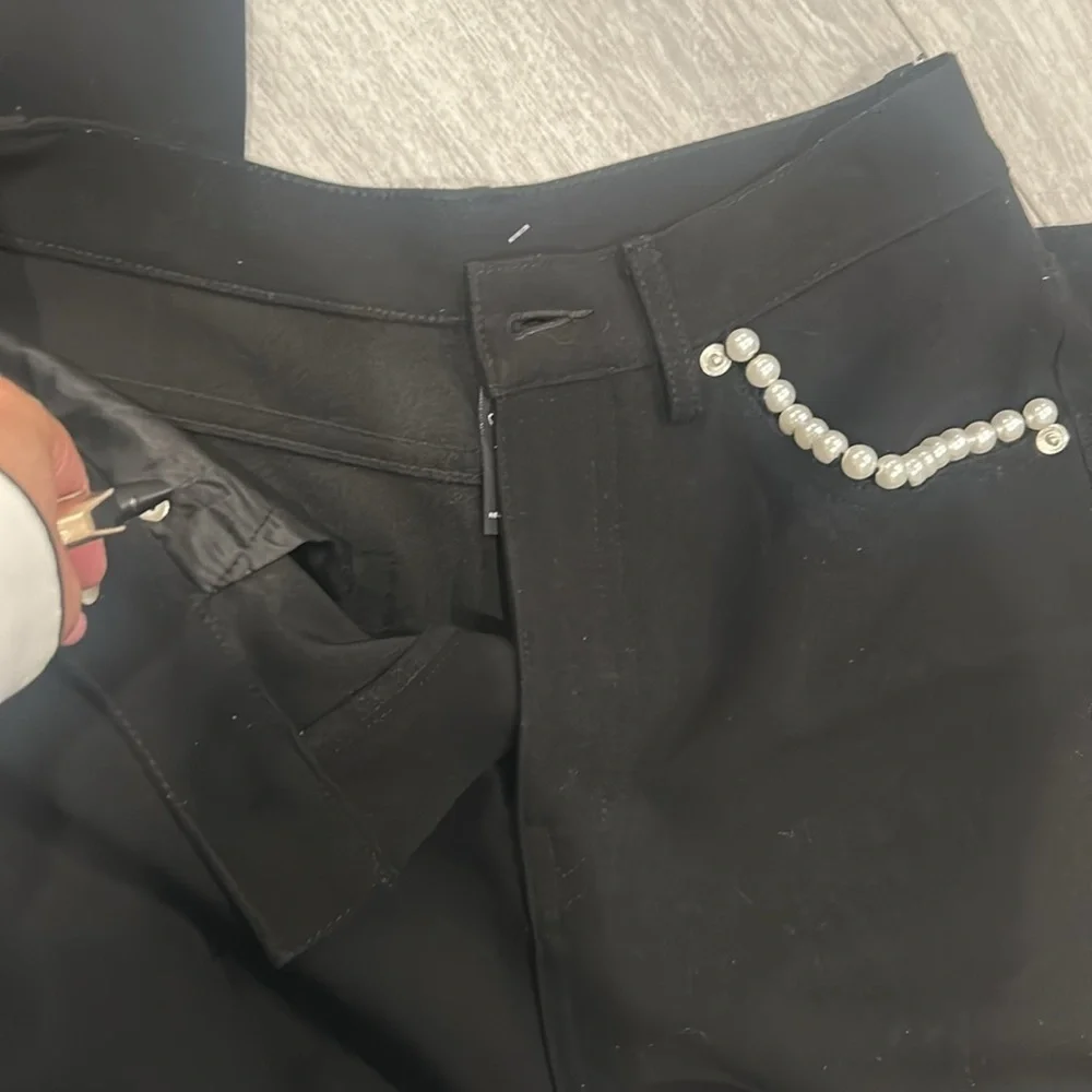 Adam Selman Black Pants with Pearl Accents Size 4 - Picture 4 of 9